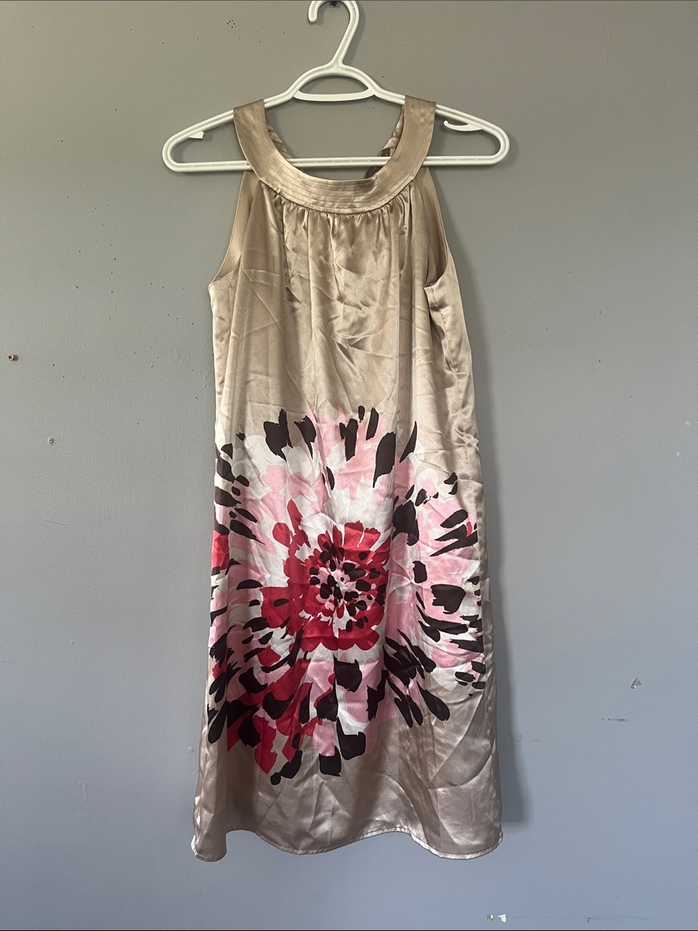 Taylor Beige Midi Dress with Pink and Red Floral Print 4